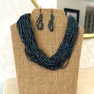 Seed Beaded Necklace and Earring Set